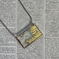 London, Liverpool, Manchester England, vintage map, hand-soldered glass pendant