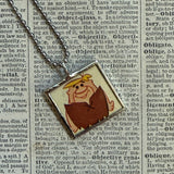 Fred Flintstone, vintage children's book illustrations, up-cycled to soldered glass pendant