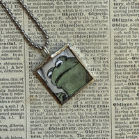 Frog and Toad, vintage children's book illustrations, up-cycled to soldered glass pendant