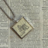 Zion National Park, vintage map, hand-soldered glass pendant