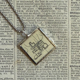 Zion National Park, vintage map, hand-soldered glass pendant