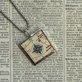 Zion National Park, vintage map, hand-soldered glass pendant