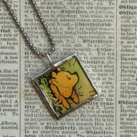 Winnie the Pooh childrens' book illustrations up-cycled to hand-soldered glass pendant