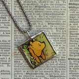 Winnie the Pooh childrens' book illustrations up-cycled to hand-soldered glass pendant