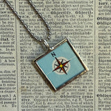 Paris France, vintage map, hand-soldered glass pendant