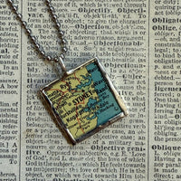 Sydney Australia, vintage map, hand-soldered glass pendant