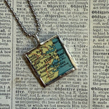 Sydney Australia, vintage map, hand-soldered glass pendant