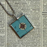Sydney Australia, vintage map, hand-soldered glass pendant