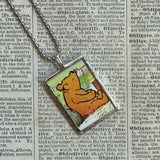 Winnie the Pooh childrens' book illustrations up-cycled to hand-soldered glass pendant