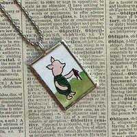 Winnie the Pooh childrens' book illustrations up-cycled to hand-soldered glass pendant