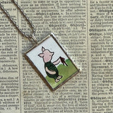 Winnie the Pooh childrens' book illustrations up-cycled to hand-soldered glass pendant
