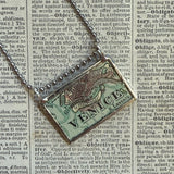 Venice, vintage map, hand-soldered glass pendant
