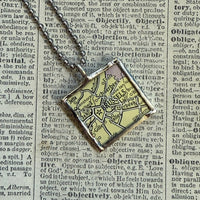 Brussels, vintage map, hand-soldered glass pendant