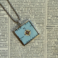 Brussels, vintage map, hand-soldered glass pendant