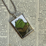 Frog and Toad, vintage children's book illustrations, up-cycled to soldered glass pendant