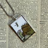 Frog and Toad, vintage children's book illustrations, up-cycled to soldered glass pendant