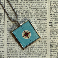 Moscow, vintage map, hand-soldered glass pendant