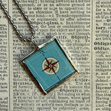 Moscow, vintage map, hand-soldered glass pendant