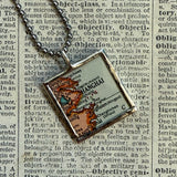 Shanghai, vintage map, hand-soldered glass pendant