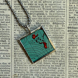 Shanghai, vintage map, hand-soldered glass pendant