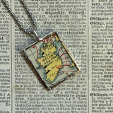 Ireland vintage map, hand-soldered glass pendant