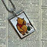 Winnie the Pooh childrens' book illustrations up-cycled to hand-soldered glass pendant