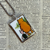 Winnie the Pooh childrens' book illustrations up-cycled to hand-soldered glass pendant