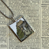 Frog and Toad, vintage children's book illustrations, up-cycled to soldered glass pendant