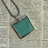San Francisco Oakland, vintage map, hand-soldered glass pendant