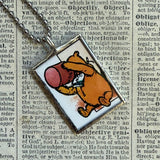 Winnie the Pooh childrens' book illustrations up-cycled to hand-soldered glass pendant