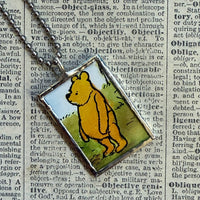 Winnie the Pooh childrens' book illustrations up-cycled to hand-soldered glass pendant