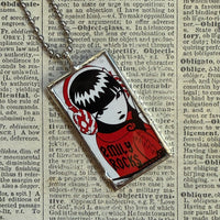 Emily the Strange, vintage illustrations up-cycled to soldered glass pendant