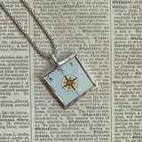 Boston vintage map, hand-soldered glass pendant
