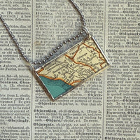 San Francisco, Oakland, Napa, Sonoma, vintage map, hand-soldered glass pendant