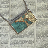 San Francisco, Oakland, Napa, Sonoma, vintage map, hand-soldered glass pendant