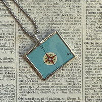 Amsterdam vintage map, hand-soldered glass pendant