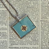 Amsterdam vintage map, hand-soldered glass pendant