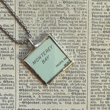 Santa Cruz, Monterey Bay, vintage map, hand-soldered glass pendant