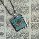 Puerto Rico vintage map, hand-soldered glass pendant