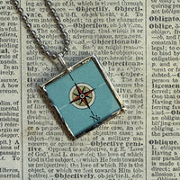Chicago vintage map, hand-soldered glass pendant