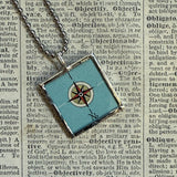 Chicago vintage map, hand-soldered glass pendant