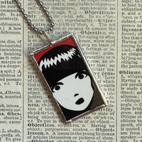 Emily the Strange, vintage illustrations up-cycled to soldered glass pendant