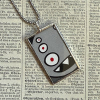Emily the Strange, vintage illustrations up-cycled to soldered glass pendant