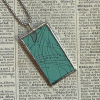 Italy vintage map, hand-soldered glass pendant