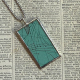 Italy vintage map, hand-soldered glass pendant