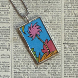 The Lorax, original illustrations from vintage book, up-cycled to soldered glass pendant