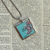 Ireland vintage map, hand-soldered glass pendant