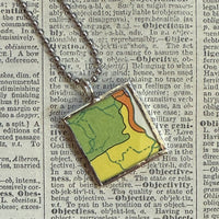 Ireland vintage map, hand-soldered glass pendant