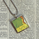 Ireland vintage map, hand-soldered glass pendant