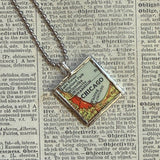 Chicago, vintage map, hand-soldered glass pendant